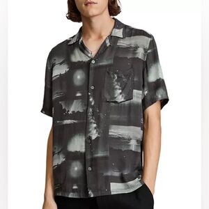 ALL SAINTS Night Sky Camp Collar Short Sleeve Shirt - size medium